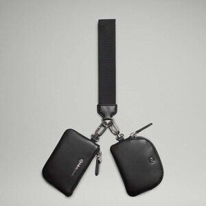 NWT Lululemon Dual Pouch Wristlet *Leather Alternative - Black/Silver